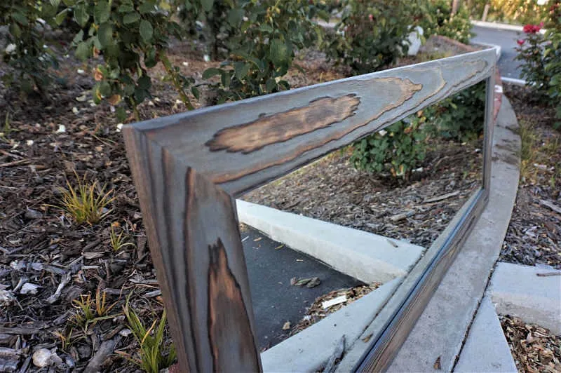 Gray wood mirror