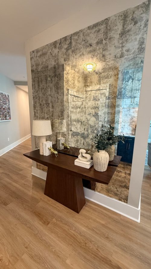 Custom antique mirror wall panels for elegant interior design